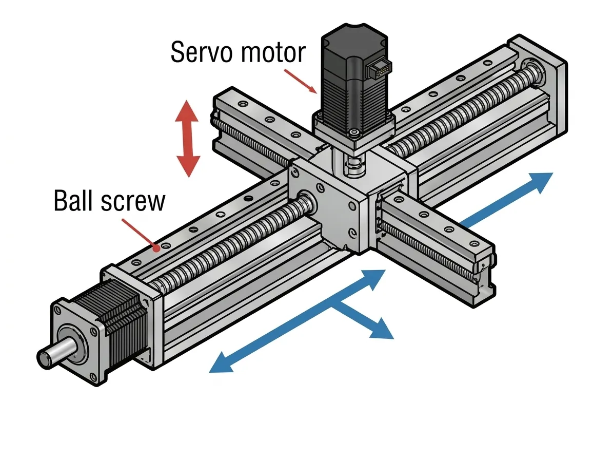 Cơ cấu truyền động 3 trục của Máy tra keo tự động SEC-S3030-L co cau truyen dong 3 truc cua may tra keo tu dong sec-s3030-l
