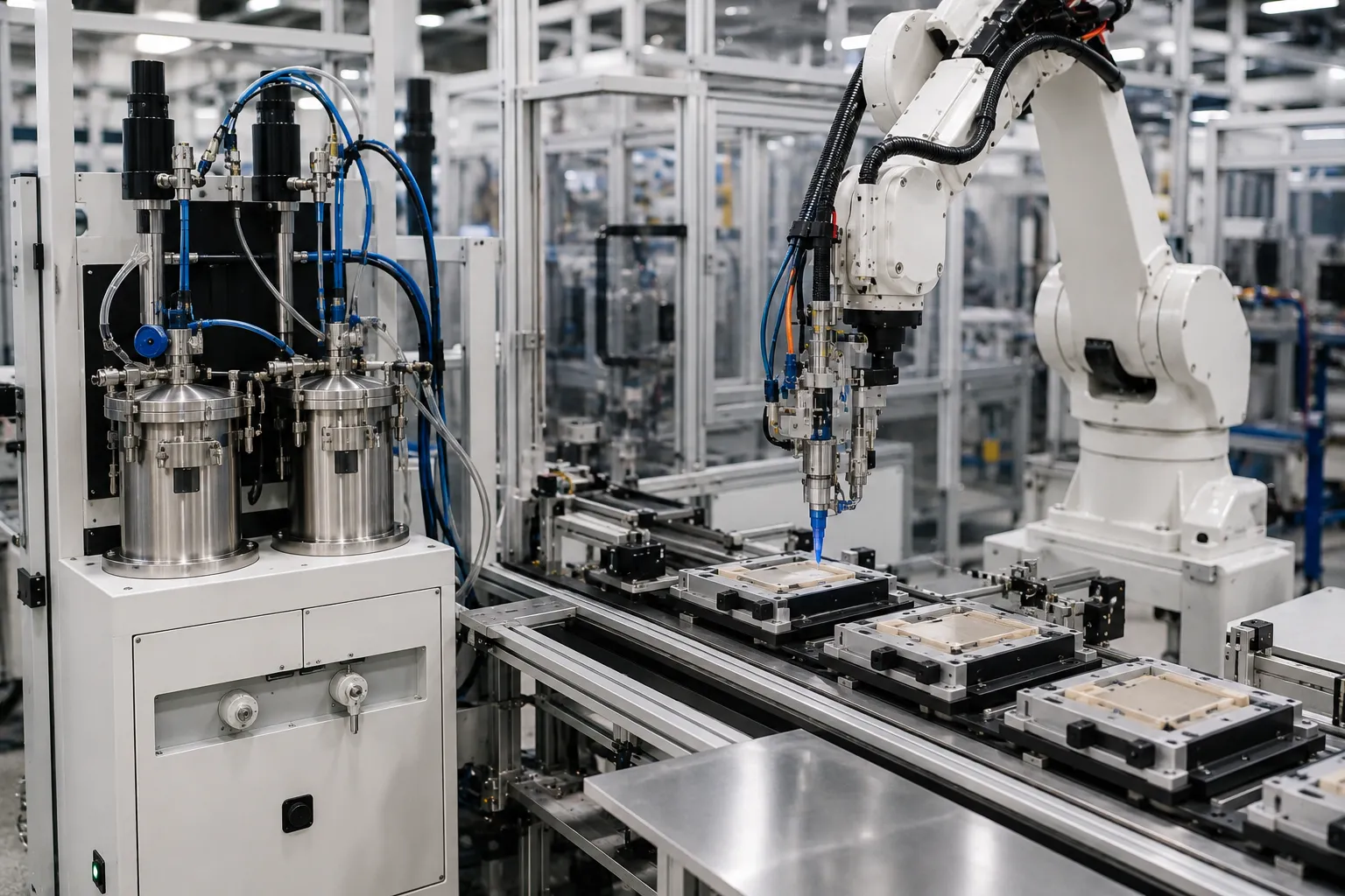 Robot tra keo tich hop voi nha may thong minh