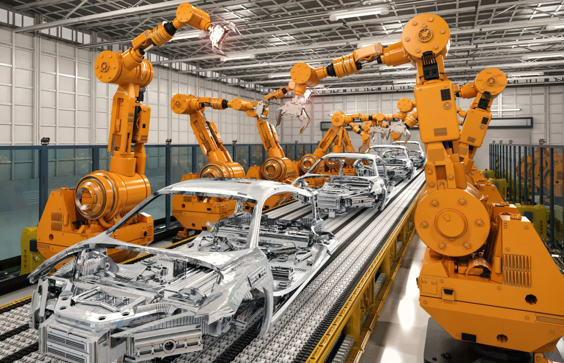 robot cong nghiep tru cot cua day chuyen lap rap o to tu dong